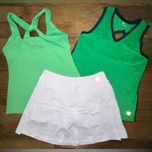 EleVen by Venus Williams Set of 2 Green sport tanks and and White tennis skort S